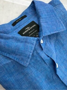 Rodd & Gunn Men's Bright Blue Linen Button-Down Shirt